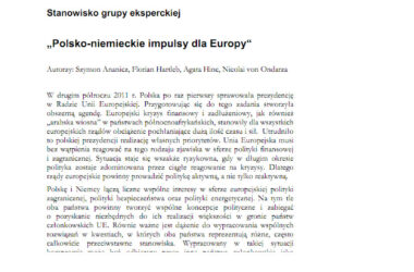 Polsko-niemieckie impulsy dla Europy
