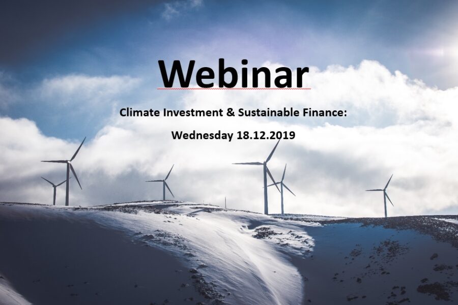 Webinar “Climate Investment &amp; Sustainable Finance